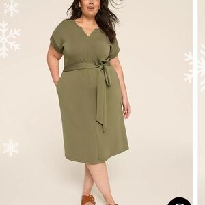 Lane Bryant Journey Notch-Neck Dolman-Sleeve Dress Olive
